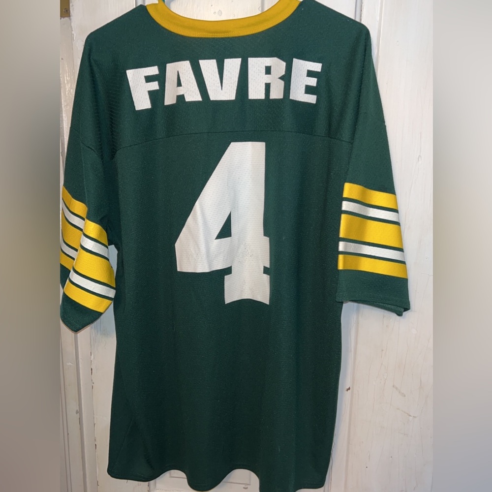 Vintage Brett Favre Jersey XL Green Logo 7 Green Bay Packer NFL 90s USA made